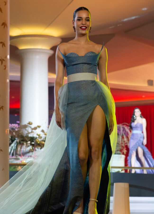 Rahima Dirkse, Miss Netherlands 2018 on stage during the Thai Fashion Show event at the Dusit Thani Bangkok on December 5th. The Miss Universe contestants are touring, filming, rehearsing and preparing to compete for the Miss Universe crown in Bangkok, Thailand. Tune in to the FOX telecast at 7:00 PM ET live/PT tape-delayed on Sunday, December 16, 2018 from the IMPACT Arena in Bangkok, Thailand to see who will become the next Miss Universe. HO/The Miss Universe Organization