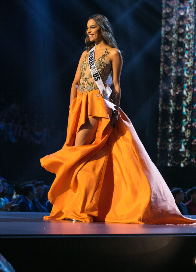 Rahima Dirkse, Miss Netherlands 2018 competes on stage in her evening gown during the MISS UNIVERSE® Preliminary Competition at IMPACT Arena in Bangkok, Thailand on Thursday, December 13th. The Miss Universe contestants have been touring, filming, rehearsing and preparing to compete for the Miss Universe crown in Bangkok, Thailand. Tune in to the FOX telecast at 7:00 PM ET live/PT tape-delayed on Sunday, December 16, 2018 from the IMPACT Arena in Bangkok, Thailand to see who will become the next Miss Universe. HO/The Miss Universe Organization