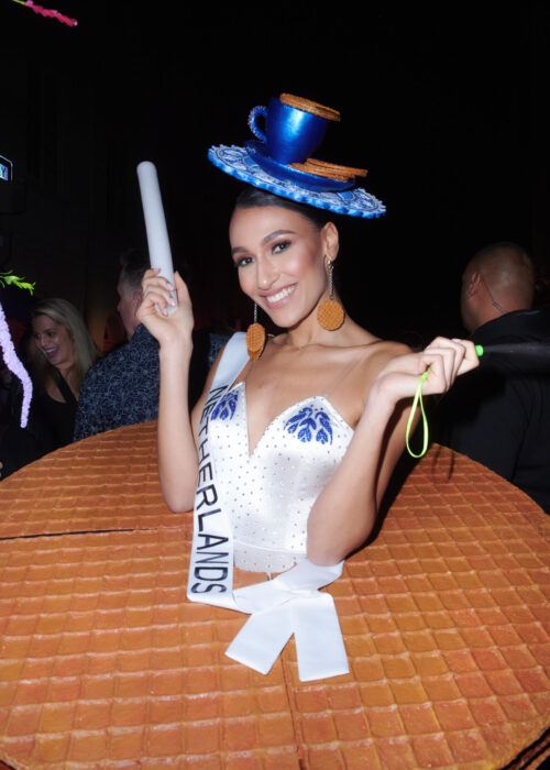 Ona Moody, Miss Universe Netherlands 2022 wear their national costumes in the Joan of Arc parade during Mardi Gras in New Orleans, Louisiana. The MISS UNIVERSE delegates are touring, filming, rehearsing and preparing to compete for the 71st MISS UNIVERSE crown before the show airs LIVE from New Orleans, Louisiana on Saturday, January 14 at 7:00 PM ET on The Roku Channel in English and Telemundo in Spanish.